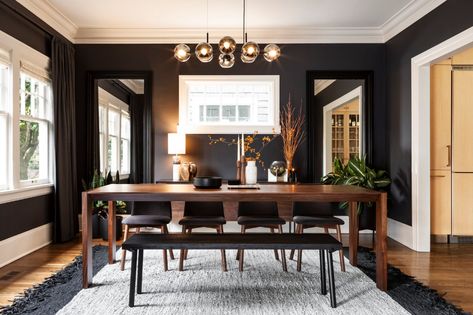 Moody Dining Room, Farm House Dining Room, Dark Dining Room, Dinning Room Design, Washington Park, Quote Decor, Dining Room Makeover, Black Dining Room, The Dining Room