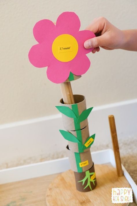 TP ROLL PARTS OF A FLOWER Learning Toy - Happy Tot Shelf Gardening Preschool, Fish Sewing, Preschool Garden, Flower Puzzles, Planting For Kids, Plant Activities, Flower Toy, Plant Crafts, Home Schooling