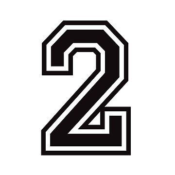 "Number 2 sticker - black and white, college sport font" Sticker for Sale by Mhea | Redbubble Number 2 Font Design, 2 Font Number, 2 Logo Design Number, Sports Numbers Font, Sports Numbers, Sports Fonts, Number Design, Number 2, Craft Logo