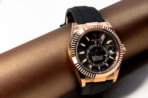 Rolex Sky Dweller Rose Gold, Gold Rolex, Sky Dweller, Downtown Miami, Dream Watches, High End Watches, Rolex Men, Gia Certified Diamonds, Watches Jewelry