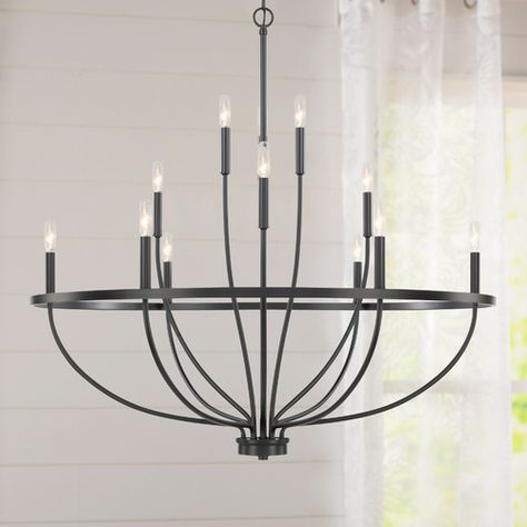 Garden Room Lighting, Large Chandelier High Ceilings, Entry Way Chandelier, Black Chandelier Dining Room, Cool Chandeliers, Entry Chandelier, Entryway Light Fixtures, Matte Black Chandelier, Entryway Chandelier