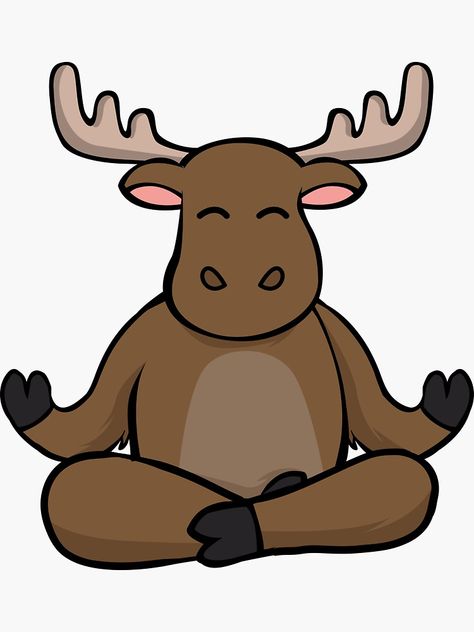 "YOGA MOOSE" Sticker by Alligatorgod | Redbubble Moose Embroidery, Moose Cartoon, Cartoon Moose, Moose Pictures, Machine Design, Watercolor Cards, How To Do Yoga, Rock Art, Embroidery Files