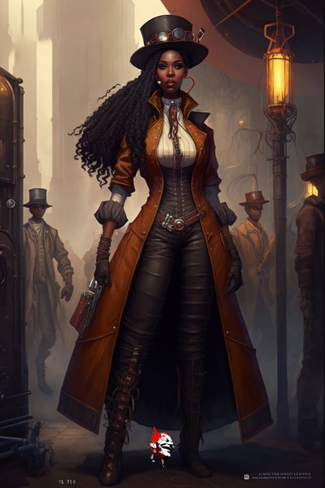 Steampunk Engineer Female, Steampunk Black Woman, Original Character Cosplay, Black Steampunk Character, African Steampunk, Afro Steampunk, Time Traveler Outfit, Steampunk Pictures, Steampunk Engineer