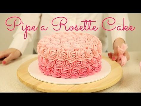 Rosette style for DIY 1st birthday smash cake CAKE TREND ~ Decorate an Ombré Rosette Cake - CAKE STYLE - YouTube Link to video on blog page Rosette Cake Tutorial, Buttercream Rosette Cake, Ombre Rosette Cake, Rosette Cake Wedding, Homemade White Cakes, Piping Buttercream, Cake Style, Rosette Cake, Buttercream Cake Decorating