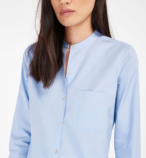 Mandarin Collar Shirt Women, Mandarin Collar Blouse, Blue Linen Shirt, Mandarin Collar Shirt, Dramatic Classic, Shirt Blouses Women's, Sleeves Designs For Dresses, Animal Print Blouse, Collars For Women