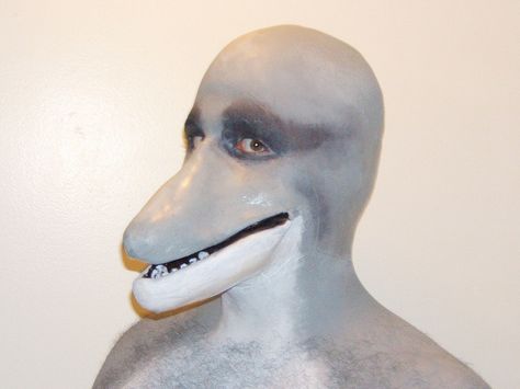 Dolphin Prosthetic by sjgarg Glass Eye Prosthetic, Dolphin Makeup, Concerning Images, Dolphin Man, Winter Dolphin, Makeup Prosthetics, Dolphin Costume, Tail Tattoo, Funny Dolphin