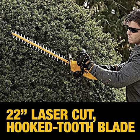 Best Cordless Hedge Trimmer, Electric Hedge Trimmer Reviews | OutsideModern Clean Fast, Black Color Combination, Dewalt Tools, Hedge Trimmer, Planter Design, Hedge Trimmers, Perfect Model, Trim Kit, Lawn And Garden