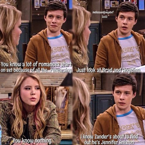 Melissa & Joey’s Instagram photo: “- Follow @showsweadore for great edits. 💜 ✨ @withajmf @taysprizzle #lennoxscanlon #taylorspreitler #nickrobinson #ryderscanlon…” Taylor Spreitler, Melissa & Joey, Brad And Angelina, Know Nothing, Jennifer Aniston, On Set, Finding Yourself, Instagram Photo, Funny