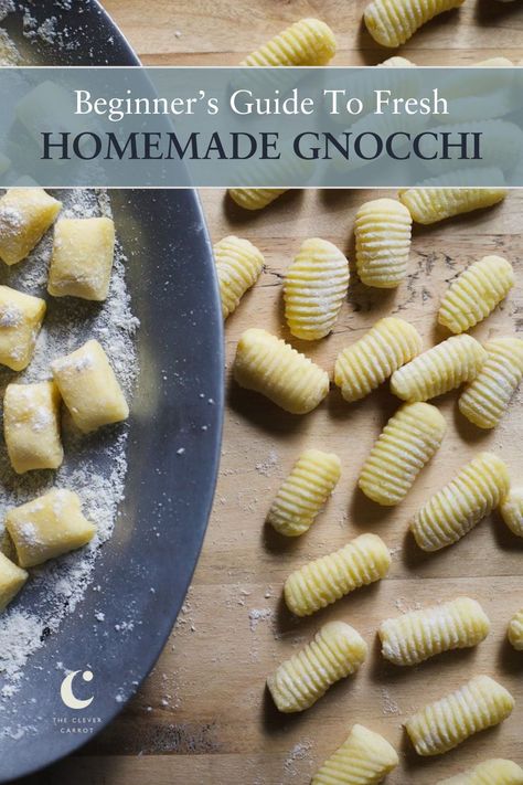 Light and fluffy gnocchi recipe? You’re in the right spot! Learn how to make fresh homemade potato gnocchi with just 4 ingredients and simple step-by-step instructions. My secret is Yukon Gold potatoes, egg yolk (only) and fine milled Tipo 00 flour for best texture and flavor. Fluffy Gnocchi Recipe, Homemade Potato Gnocchi, The Clever Carrot, Clever Carrot, Italian Gnocchi, Gnocchi Recipes Easy, Gnocchi Recipes Homemade, Making Gnocchi, Potato Pasta