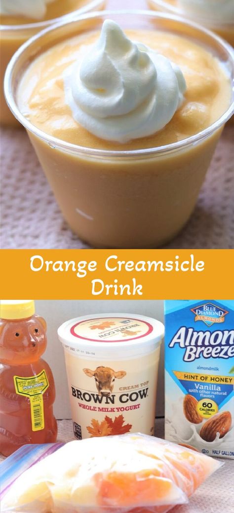 Orange Creamsicle Drink is nice and refreshing. Perfect for those warm summer days. I love pineapple dole whips and this is a nice change. I love that you can give your kids some real fruit mixed with some yogurt.  With 5 simple ingredients orange creamsicle drink whips up in just a few minutes. There isn't a lot to this recipe.  This is perfect for making for your kids before they go to school. A perfect way to start their day with some yummy fruits, or it is fun for an after school snack. Orange Creamsicle Drink, Creamsicle Drink, Dole Whip Recipe, Mom Breakfast, After School Snack, Orange Drinks, Dole Whip, Fruit Mixes, School Snack