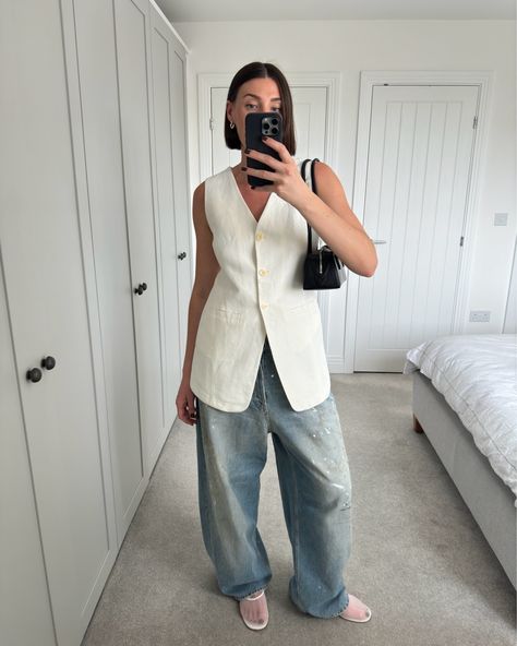 Shop Linen-blend suit waistcoat - White … and other curated products on LTK, the easiest way to shop everything from your favorite creators. Fashion Management, Waistcoat Suit, Linen Waistcoat, Androgynous Outfits, Sarah Louise, Suit Waistcoat, Androgynous Fashion, Linen Suit, Summer Linen