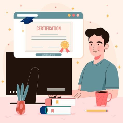 Certificate Illustration, System Design, Vector Online, Career Advancement, Emerging Technology, Career Growth, Career Goals, Career Opportunities, Job Opportunities