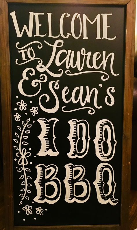 Wedding signs by Amanda Kay -I Do BBQ chalkboard sign I Do Bbq Chalkboard Sign, We Still Do Bbq Ideas, Engagement Party Chalkboard Sign, I Do Bbq Decorations Backyards, I Do Bbq Ideas, I Do Bbq Sign, I Do Bbq Decorations, Garden Chalkboard, Engagement Party Bbq