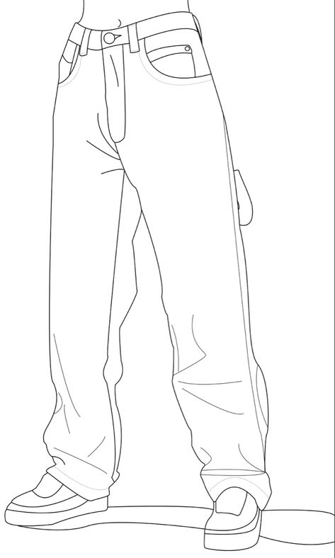 Jean Drawing Reference, Baggy Pants Sketch, How To Draw Jeans, Jean Drawing, How To Draw Pants, Clothing Folds, Jeans Drawing, Pants Drawing, Art Concepts