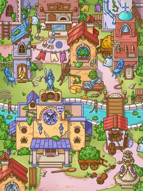 Hidden Object Games Free, Object Pictures, Hidden Games, Game Map, Map Ideas, Hidden Object Games, 2d Game Art, Isometric Art, Art City