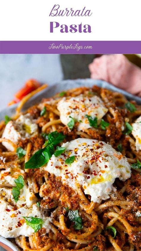 Burrata Pasta in a bowl. Pasta Burrata, Pasta With Burrata, Tomato Pesto Pasta, Burrata Pasta, Sun Dried Tomato Pesto, Pasta Toppings, Burrata Recipe, Pasta Calories, Best Pasta Dishes