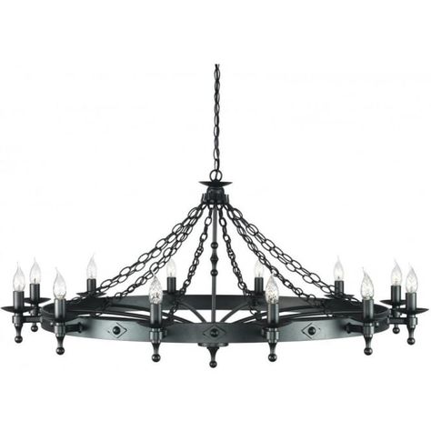 Warwick 12 Light Chandelier with Graphite Black Finish Spanish Chandelier, Black Candle Chandelier, Chandelier Gothic, Three Point Perspective, Medieval Home, Wrought Iron Lights, Barn Lights, Luminaire Vintage, Iron Chandelier