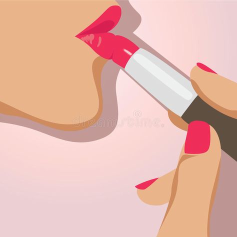 Woman doing makeup vector. Illustration of a woman applying hot pink lipstick   , #AFF, #Illustration, #woman, #vector, #Woman, #makeup #ad Lipstick Illustration Art, Lipstick Sketch, Makeup Animation, Woman Applying Lipstick, Lipstick Illustration, Advocacy Campaign, Lips Cartoon, Hot Pink Lipstick, File Illustration