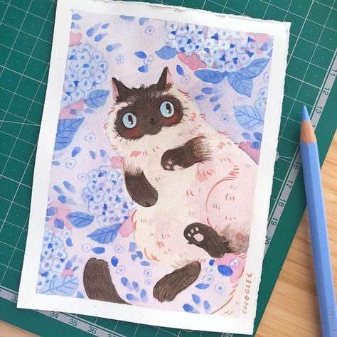 Cute Cat Art Illustrations, Guache Illustration, Draw Cats, Cat Watercolor, Posca Marker, Gouache Illustrations, Gouache Art, Arte Sketchbook, Cats Illustration