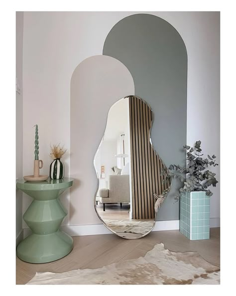 Dressing Table Ideas Modern Full Mirror, Curvy Mirror, Bedroom Dressing Table, Mirror Designs, Aesthetic Bedroom, Room Diy, Mirror Decor, Interior Inspiration, Bedroom Interior