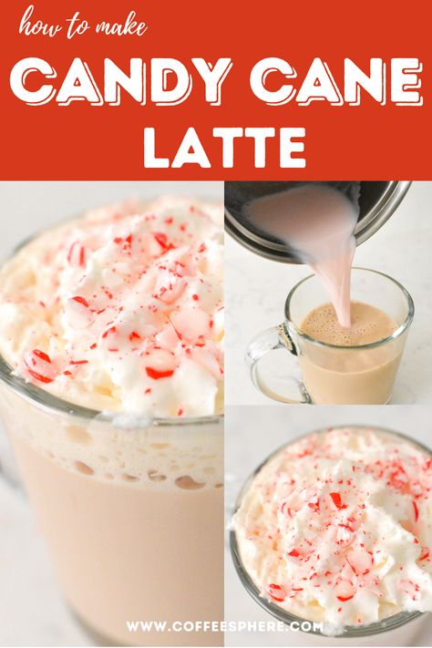 Christmas Coffee Drinks Recipes, Peppermint Latte Recipe, Candy Cane Coffee, Candy Cane Tea, Drinking Ideas, Flavored Coffee Recipes, Barista Recipe, Warm Drinks Recipes