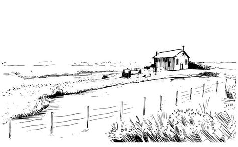 House in the Fields Landscape Sketch. Countryside Black and White Ink Drawing. Stock Vector - Illustration of artistic, meadow: 324311195 Landscape Ink Drawing, Countryside Drawing, Ink Landscape Drawing, Rural Sketching, Rural Sketch, Countryside Sketch, Rural Area Drawing, Simple House Sketch, Meadow Illustration