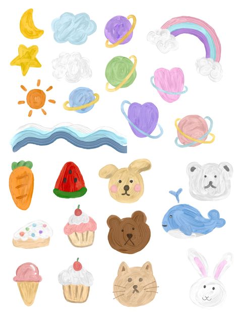 สติ๊กเกอร์ ตกแต่ง Goodnote Png, Goodnote Stickers, 캐릭터 드로잉, Rainbow Stickers, Mini Drawings, Kawaii Stickers, Diy Stickers, Aesthetic Stickers, Journal Stickers