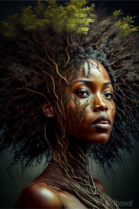 Mother Earth Black Woman, Black Earth Goddess, Black Mother Earth, Black Mother Nature, Asase Yaa, Earth Woman, Mother Earth Art, Afrofuturism Art, African Goddess