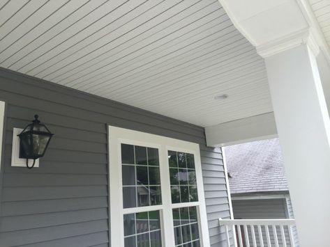 Deep Granite Mastic Vinyl Lap & Shake Siding | Kirkwood, MO (63119) | Siding Express Grey Siding House, Mastic Vinyl Siding, Mastic Siding, Grey Vinyl Siding, Basement Stair, Rachel House, Vinyl Siding Colors, Best Exterior House Paint, Exterior House Siding