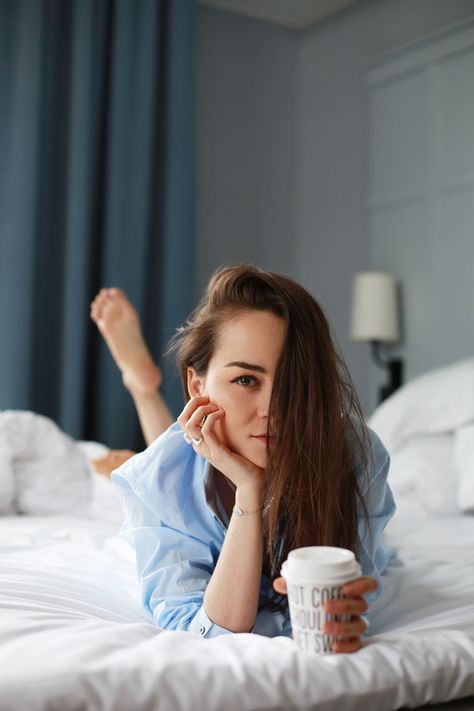 Bedroom Photoshoot, Cup Of Coffee, A Woman, Hotel, Bedroom, Coffee, Bed