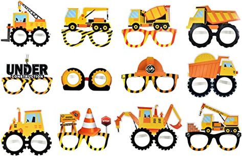 Brianna smith's Amazon Page Construction Theme Party Decorations, Construction Zone Party, Party Photo Booth Props, Construction Theme Party, Construction Birthday Party, Car Themed Parties, Truck Theme, Birthday Photo Props, Funny Glasses