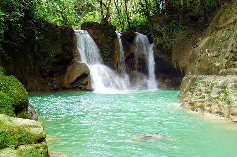 Welcome to The Mag-aso falls in Antequera, Bohol, Philippines. Every year over 2,000 visitors travel here to view the Mag-aso waterfalls in Antequera, Bohol, and other popular waterfalls in Bohol. These large waterfalls attract many species of animals as well as provide a beautiful picturesque place to relax and unwind in a pool of healthy natural mineral-rich water. #AntequeraBohol #Magasofalls #Philippines Panglao Island, Bohol Philippines, Largest Waterfall, Bohol, Philippines Travel, Tourist Spots, Beautiful Waterfalls, Scenic Drive, Top 4