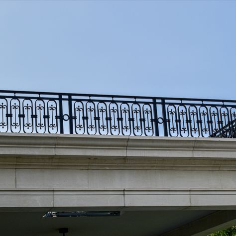 A New York architect was designing an upscale residence that required intricate custom french balcony rails and porch railings. Balcony Railing Design Modern, Terrace Railings, Reling Design, Terrace Grill, Iron Railings Outdoor, Iron Staircase Railing, Cast Iron Railings, Front Building Design, Iron Balcony Railing