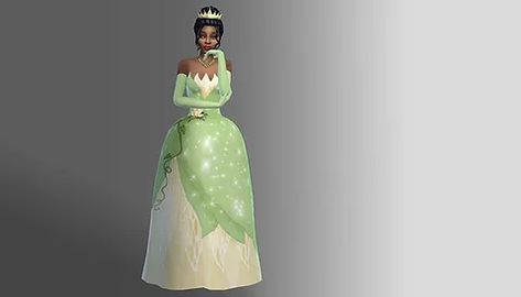 Sims 4 Tiana, Tiana Dress, Tiana Disney, Blue Gown, Star Lord, Dress Gloves, Disney Dresses, Sims 4 Cc, Classic Dress