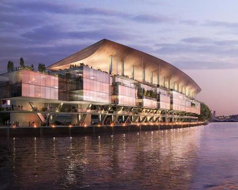 Populous and Fulham FC reveal first rendering of proposed Riverside Stand development Riverside Building Architecture, Riverside Architecture, Restaurant Design Concepts, Riverside Market, Stadium Architecture, Fulham Fc, Stadium Design, Barcelona Hotels, English Football