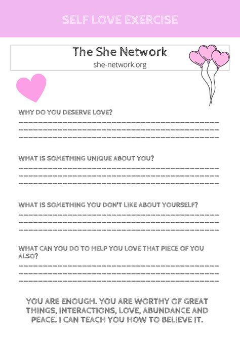 Self Care Exercises, Self Love Worksheet, Radical Self Love, Empowerment Activities, Biblical Femininity, Relationship Worksheets, Self Esteem Worksheets, Self Care Worksheets, How To Believe