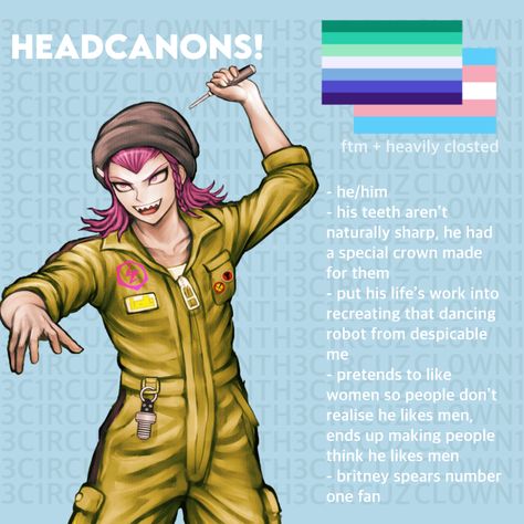 Kazuichi Souda Headcanons, Danganronpa Hcs, Anime Headcanons, Kazuichi Soda, Kazuichi Souda, Danganronpa Headcanons, Danganronpa V2, Castle Swimmer, Kubz Scouts