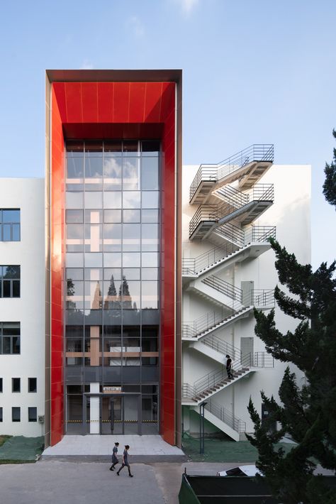 Gallery of Library Renovation in Nanjing Normal University / DUTS design - 2 Aluminium Cladding Panels, Library Renovation, Nanjing China, Wall Cladding Panels, Facade Panel, Aluminium Cladding, University Architecture, Building Entrance, Facade Cladding