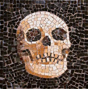 Medieval Mosaic Art, Goth Mosaic, Gothic Mosaic, Medieval Mosaic, Skull Mosaic, April Art, Mosaic Stepping Stones, Black Mosaic, Mosaic Murals