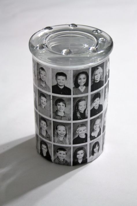 Picture this for Graduation parties! #graduation #DIY Candle Votive Centerpiece, Votive Centerpieces, 40th Reunion, Class Reunion Planning, 50th Class Reunion Ideas, Reunion Centerpieces, 10 Year Reunion, High School Class Reunion, Class Reunion Decorations