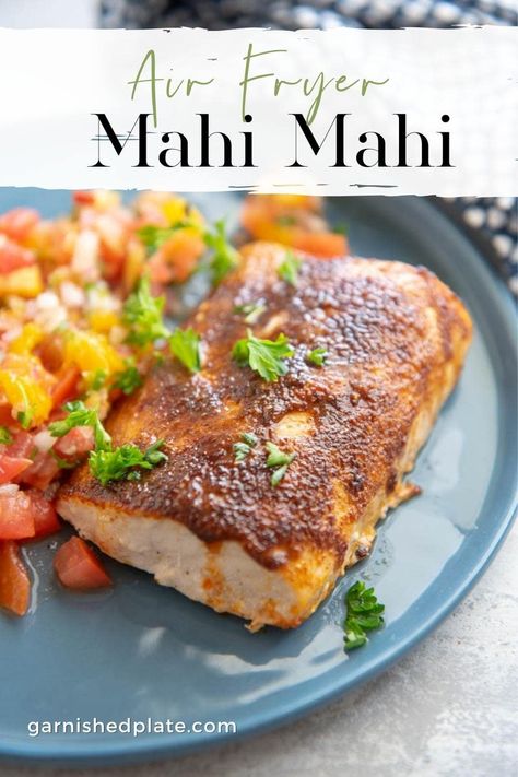 Air Fryer Mahi Mahi, Cooking Mahi Mahi, Mahi Mahi Fish, Air Fryer Easy, Air Fryer Fish Recipes, Mahi Fish, Plate Recipes, Air Fry Recipes, Healthiest Seafood