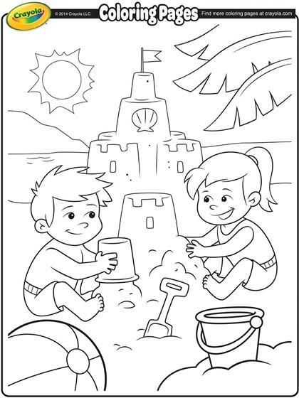 Color your dream sand castle with this Summer coloring page. Turkey Cartoon, Castle Coloring Page, June Crafts, Shoebox Ideas, Dory Nemo, Beach Coloring Pages, Coloring Printables, Crayola Coloring Pages, Summer Coloring