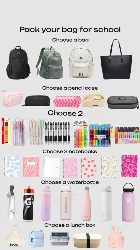 Pack your bag for school 🏫 #backtoschool Highschool Bag Checklist, Pack School Bag With Me, Things To Pack In Your School Bag, What's In My School Bag, School Bag Organization, Middle School Essentials, School Emergency Kit, School Backpack Essentials, Preppy School Supplies