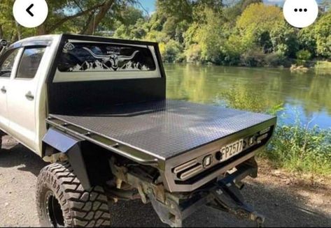 Overland Flatbed Truck, Ute Tray Ideas, Flat Deck Ideas, Ford Ranger Mods, Hilux Mods, Headache Rack Trucks, Hilux Camper, Landcruiser Ute, Custom Ute Trays