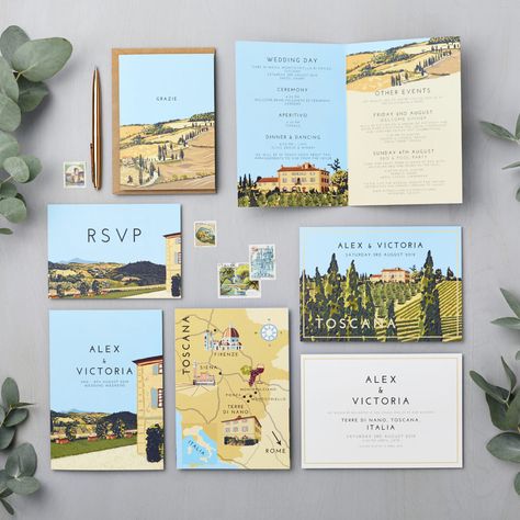 Tuscany Wedding Invitations, Travel Wedding Invitations, Postcard Wedding Invitation, Vintage Postcards Travel, Wedding Postcard, Postcard Invitation, Rsvp Postcard, Vintage Travel Poster, Invitation Inspiration