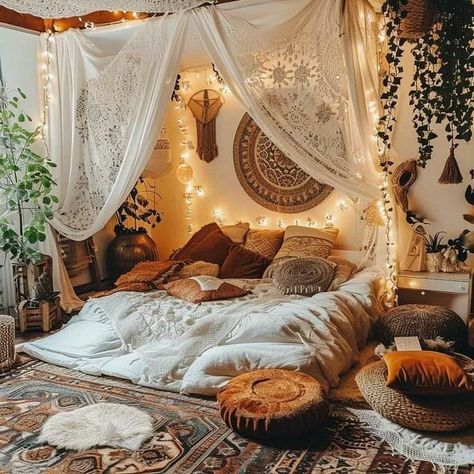 Bedroom False Ceiling, Bohemian Bedroom Design, Woven Textiles, Bed Scarf, Bedroom False Ceiling Design, Warm Lighting, Bedroom Decor Cozy, Fall Bedroom, Style Bedroom