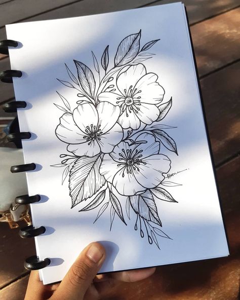 Rose Bouquet Sketch, Alberta Wild Rose Tattoo, Wild Roses Tattoo, Wildrose Tattoo, Wild Rose Tattoo, Rose Step By Step, Rose Sketch, Botanical Line Drawing, Rose Drawing