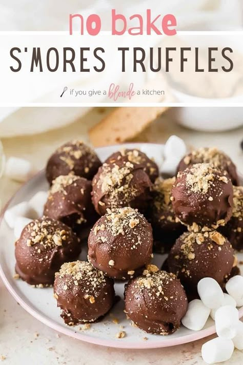 Easy Truffle Recipes, Graham Cracker Dough, Truffles No Bake, Camping Treats, Truffle Balls, Easy Truffles, No Bakes, Dessert Squares, Truffle Recipes