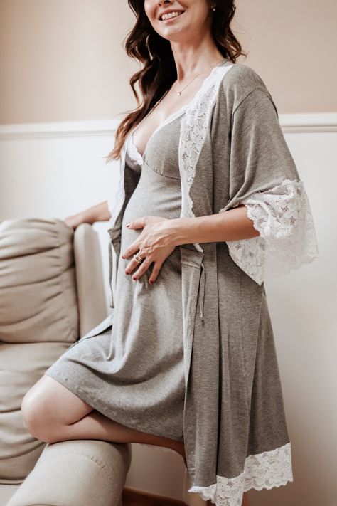 Pregnant Pajamas Aesthetic, Pregnant Sleepwear, Maternity Nightgown, Night Wear Dress, Pajamas Aesthetic, Maternity Work Clothes, Cute Pregnancy Pictures, Maternity Nightwear, Dresses For Pregnant Women