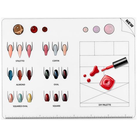 PRICES MAY VARY. Acrylic Nail Training Mat: Great for nail design testing and decal creation, easily meet your different needs. Acrylic Nail Mat: The silicone mat is large enough to give you plenty of working space. Simplifies nail art and make it accessible to everybody. Nail Art Stamping Mat: The practice area in the middle of the training mat features multiple nail shapes and sizes to continue improving your skills as an acrylic nail artist. for personal nail stamping, practice. Nail Manicure Nail Practice Sheet, Nail Art Practice Sheet, Printable Nail Art Practice Sheet, Nail Art Matte, Printable Nail Art, Matted Nails, Nail Art Practice, White Punk, Dappen Dishes